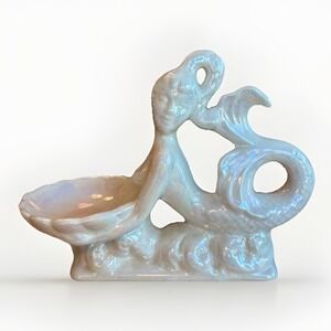 Vintage Royal Haeger Mold Meramid Iridescent Clamshell Soap Dish Trinket LRG 13"